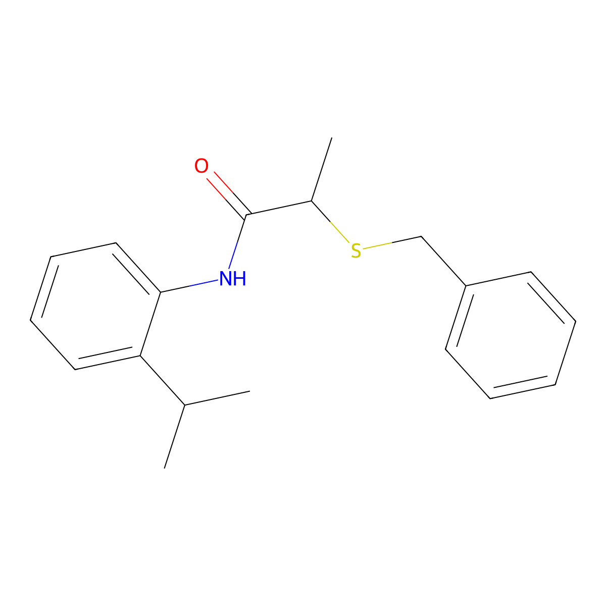 2-benzylsulfanyl-N-(2-propan-2-ylphenyl)propanamide molecular structure, CAS 664320-66-5