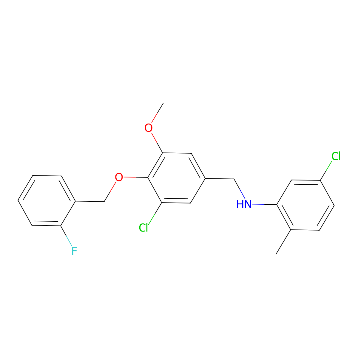 5-chloro-N-{3-chloro-4-[(2-fluorobenzyl)oxy]-5-methoxybenzyl}-2-methylaniline molecular structure, CAS 664320-78-9