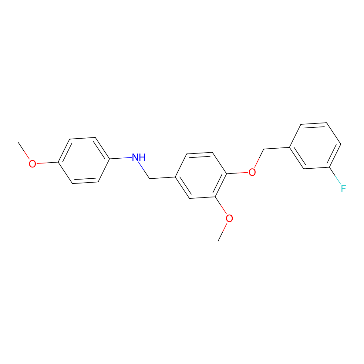 N-[[4-[(3-fluorophenyl)methoxy]-3-methoxyphenyl]methyl]-4-methoxyaniline molecular structure, CAS 664320-80-3
