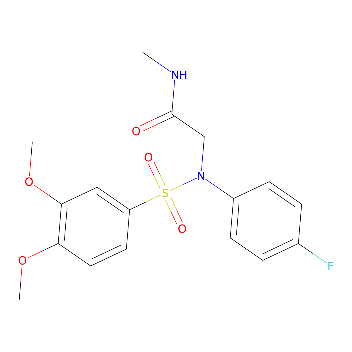2-(N-(3,4-dimethoxyphenyl)sulfonyl-4-fluoroanilino)-N-methylacetamide molecular structure, CAS 664320-81-4