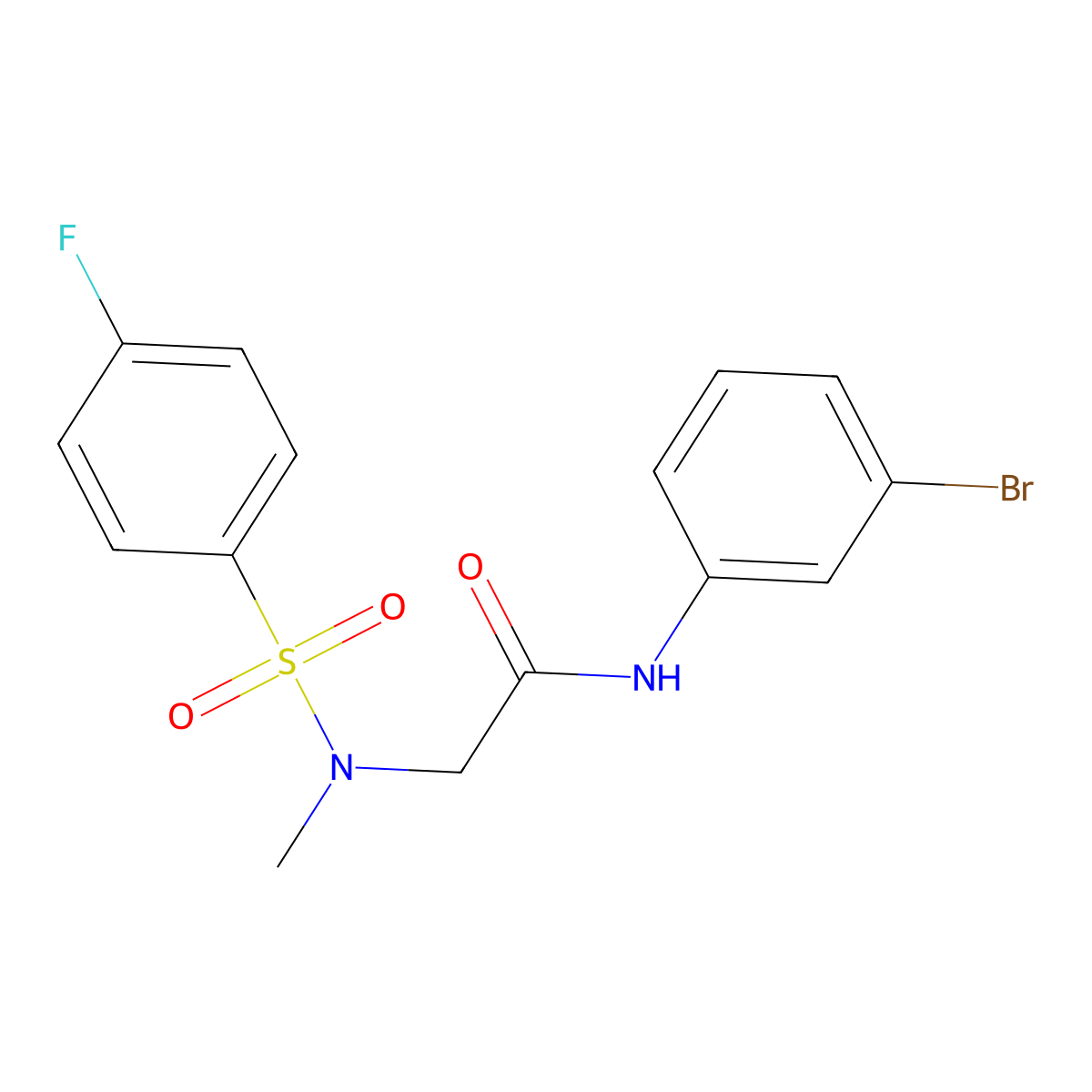 N-(3-bromophenyl)-2-[(4-fluorophenyl)sulfonyl-methylamino]acetamide molecular structure, CAS 664320-86-9