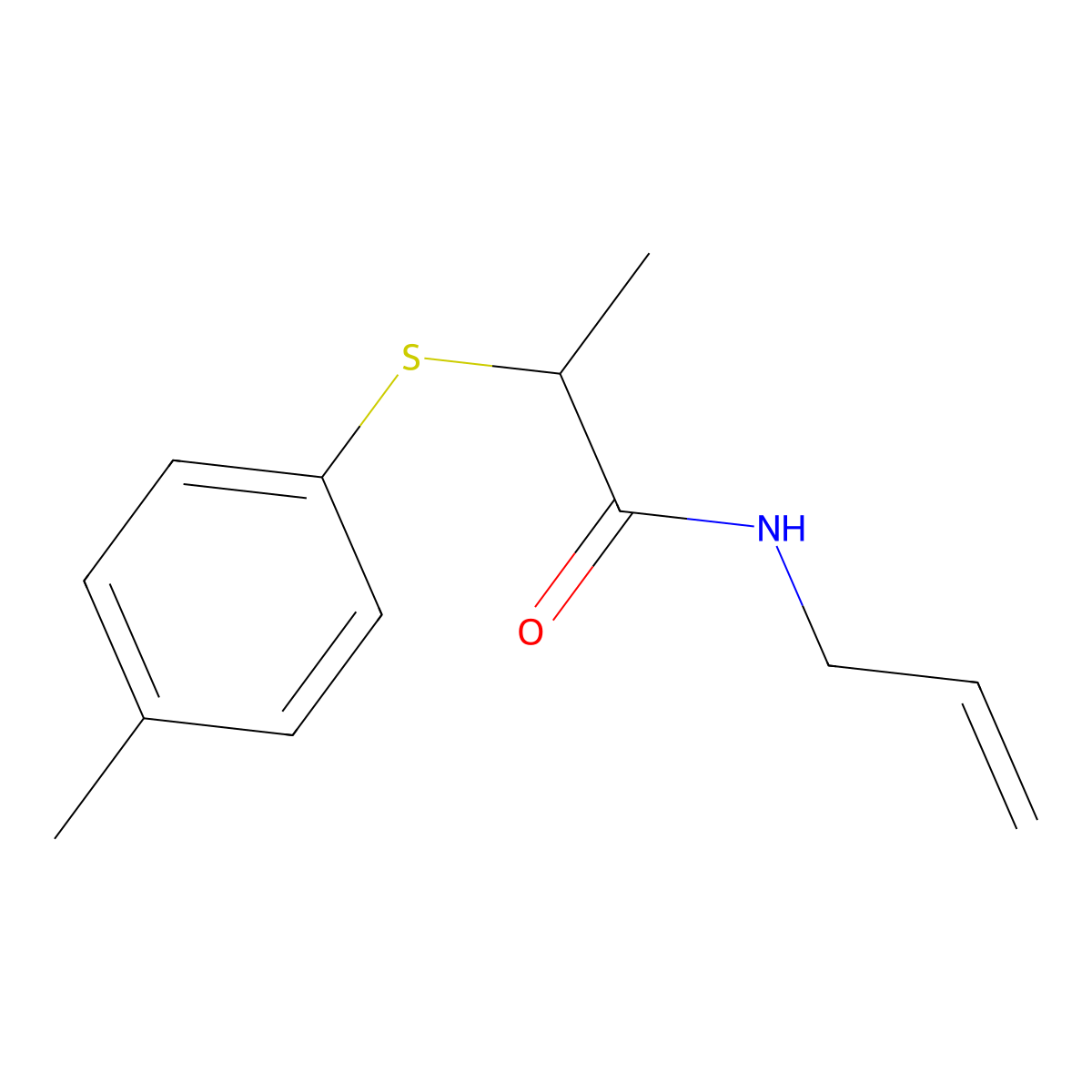 N-allyl-2-[(4-methylphenyl)sulfanyl]propanamide molecular structure, CAS 664320-95-0
