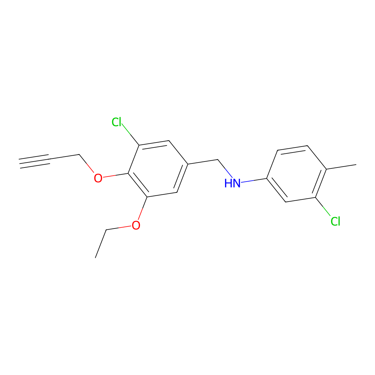 3-chloro-N-[(3-chloro-5-ethoxy-4-prop-2-ynoxyphenyl)methyl]-4-methylaniline molecular structure, CAS 664321-00-0