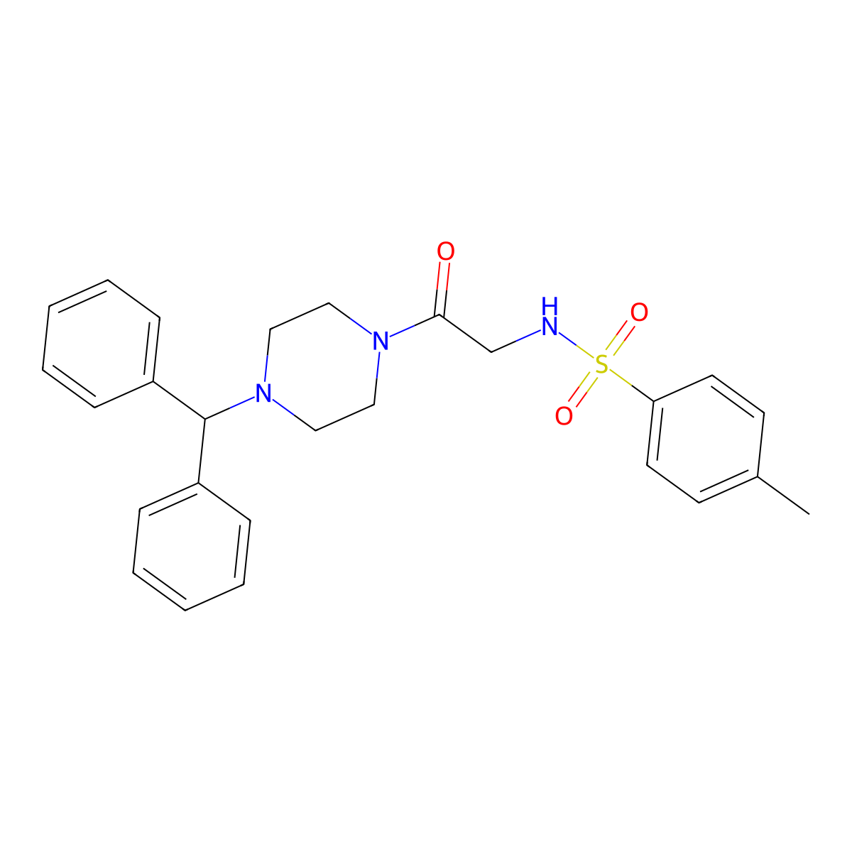 N-[2-(4-benzhydrylpiperazin-1-yl)-2-oxoethyl]-4-methylbenzenesulfonamide molecular structure, CAS 664321-09-9