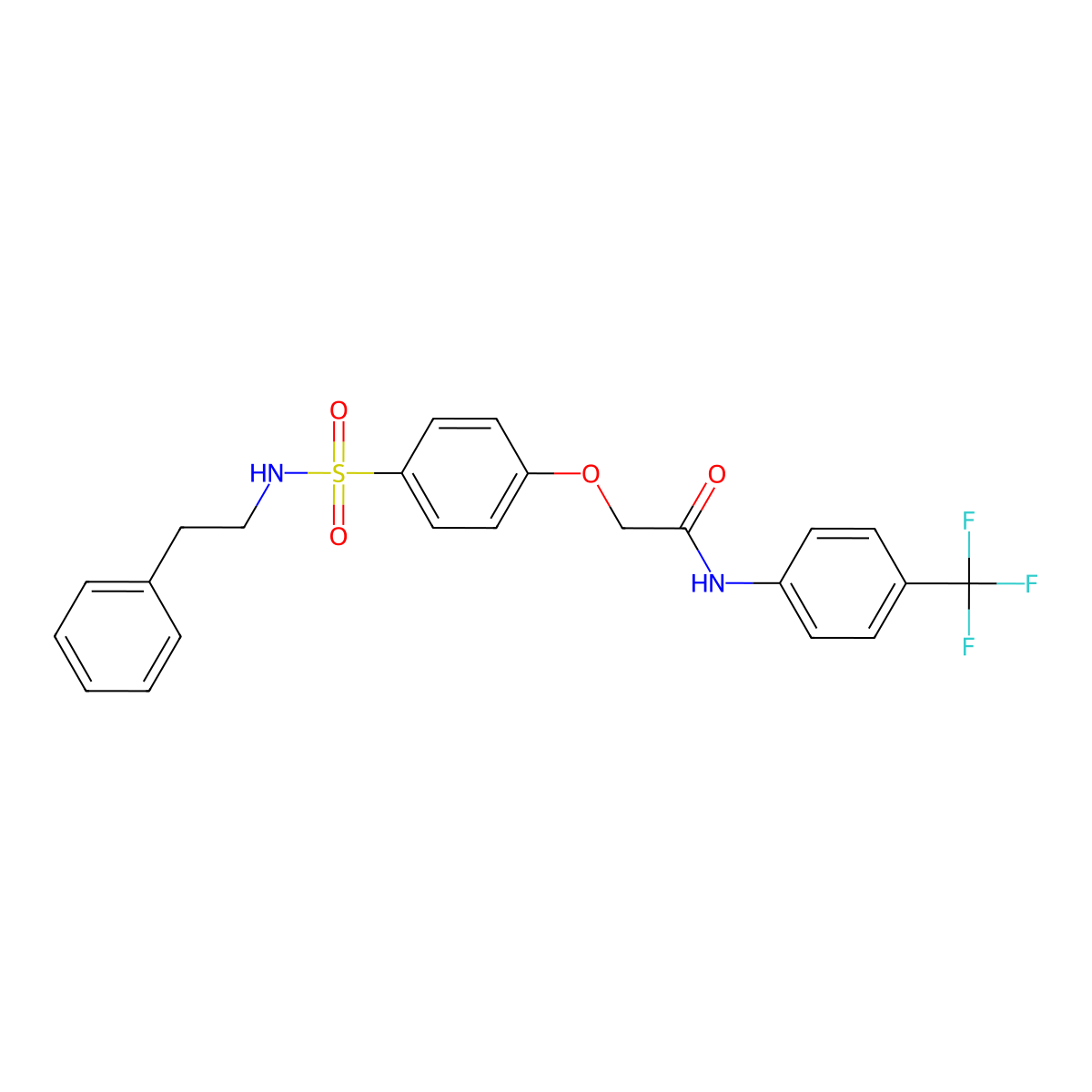 2-(4-{[(2-phenylethyl)amino]sulfonyl}phenoxy)-N-[4-(trifluoromethyl)phenyl]acetamide molecular structure, CAS 664321-20-4