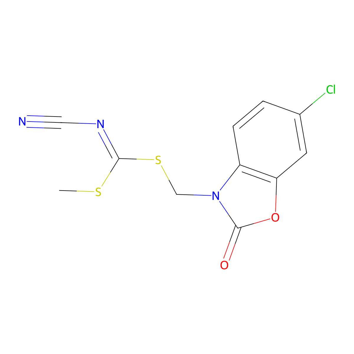 (6-Chloro-2-oxo-1,3-benzoxazol-3(2H)-yl)methyl methyl cyanocarbonodithioimidate molecular structure, CAS 664322-03-6
