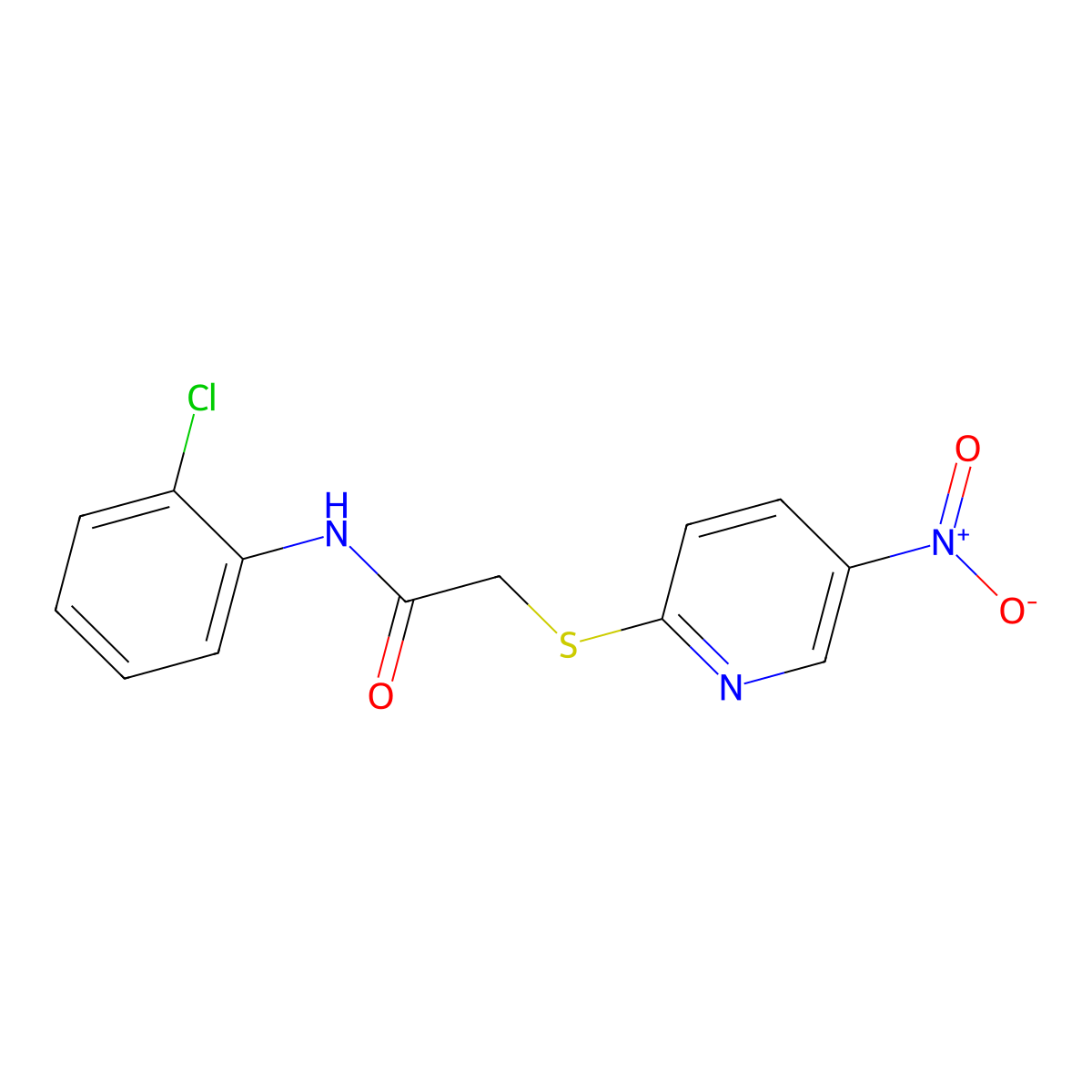 N-(2-chlorophenyl)-2-(5-nitropyridin-2-yl)sulfanylacetamide molecular structure, CAS 664322-42-3
