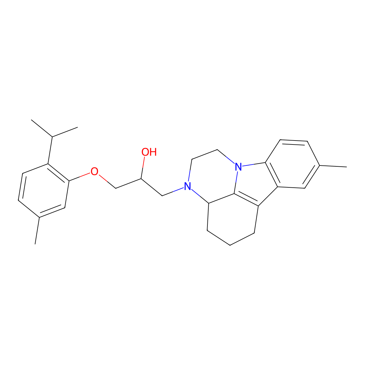 1-(2-isopropyl-5-methylphenoxy)-3-(8-methyl-1,2,3a,4,5,6-hexahydro-3H-pyrazino[3,2,1-jk]carbazol-3-yl)-2-propanol molecular structure, CAS 664347-44-8