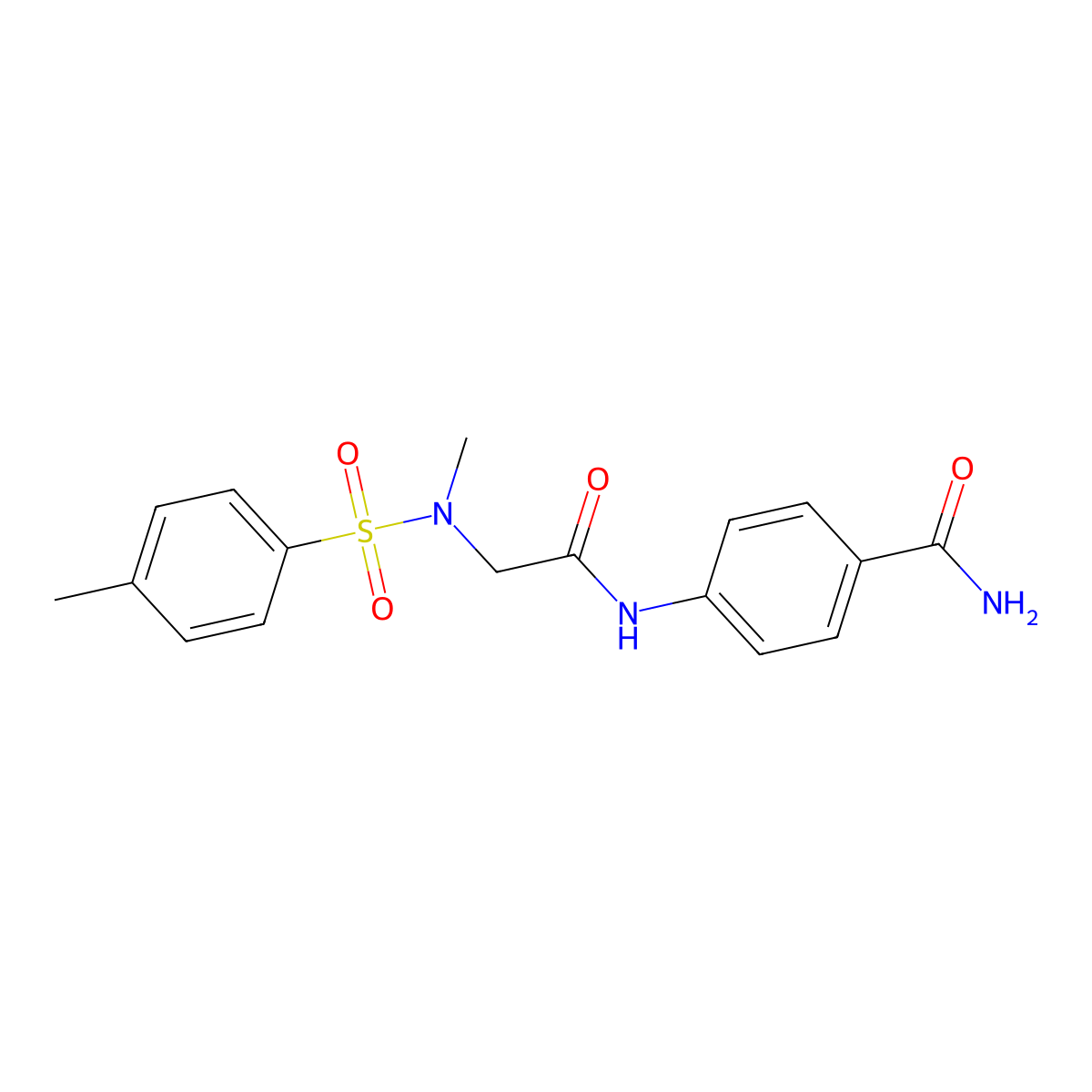 4-[[2-[Methyl-(4-methylphenyl)sulfonylamino]acetyl]amino]benzamide molecular structure, CAS 664348-10-1