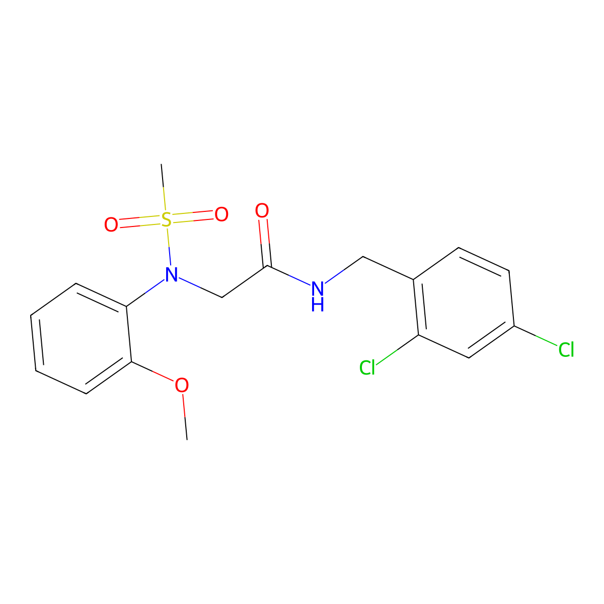 N-[(2,4-dichlorophenyl)methyl]-2-(2-methoxy-N-methylsulfonylanilino)acetamide molecular structure, CAS 664348-45-2