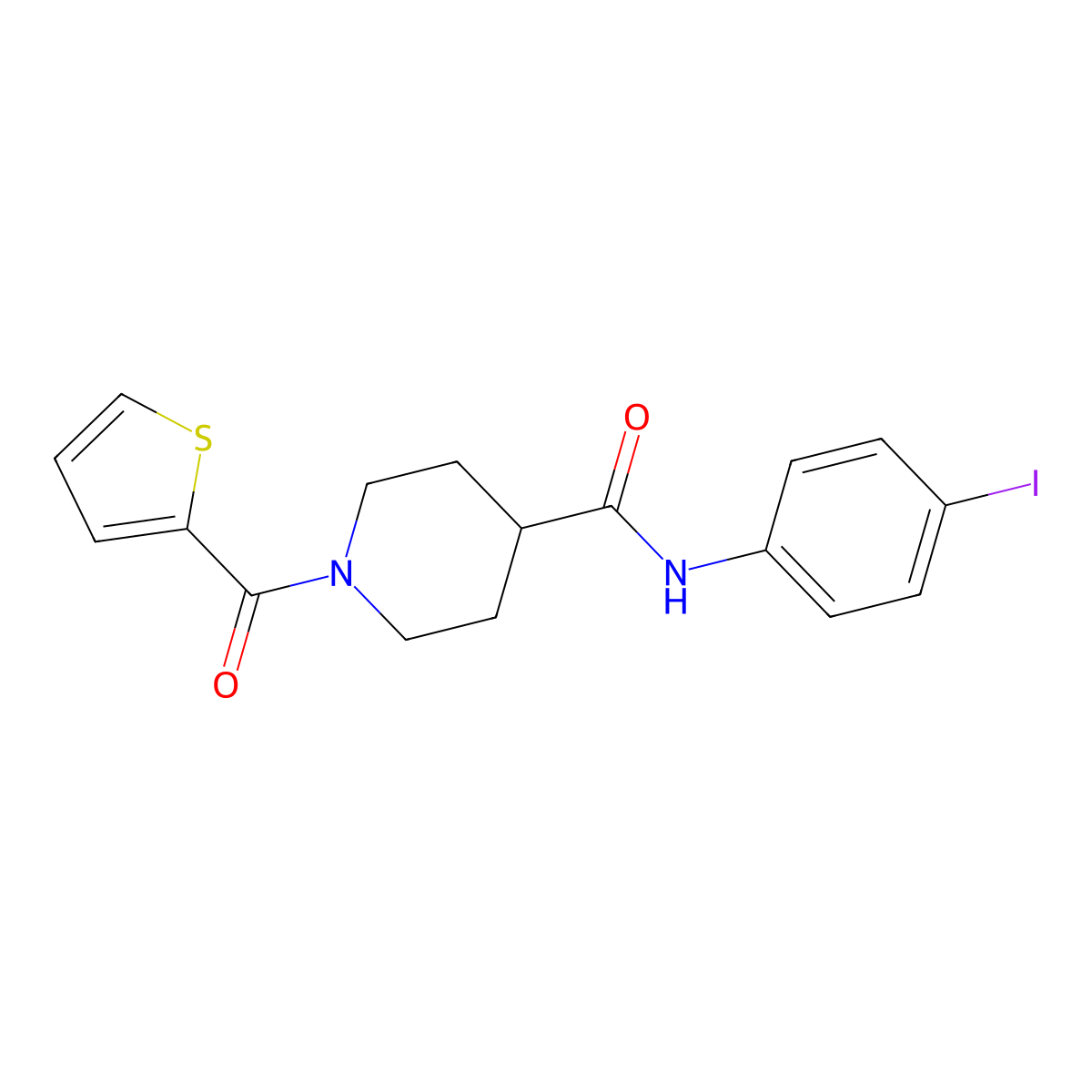 N-(4-iodophenyl)-1-(thiophene-2-carbonyl)piperidine-4-carboxamide molecular structure, CAS 664352-49-2
