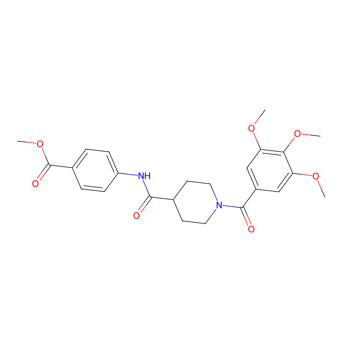 Methyl 4-({[1-(3,4,5-trimethoxybenzoyl)-4-piperidinyl]carbonyl}amino)benzoate molecular structure, CAS 664352-89-0