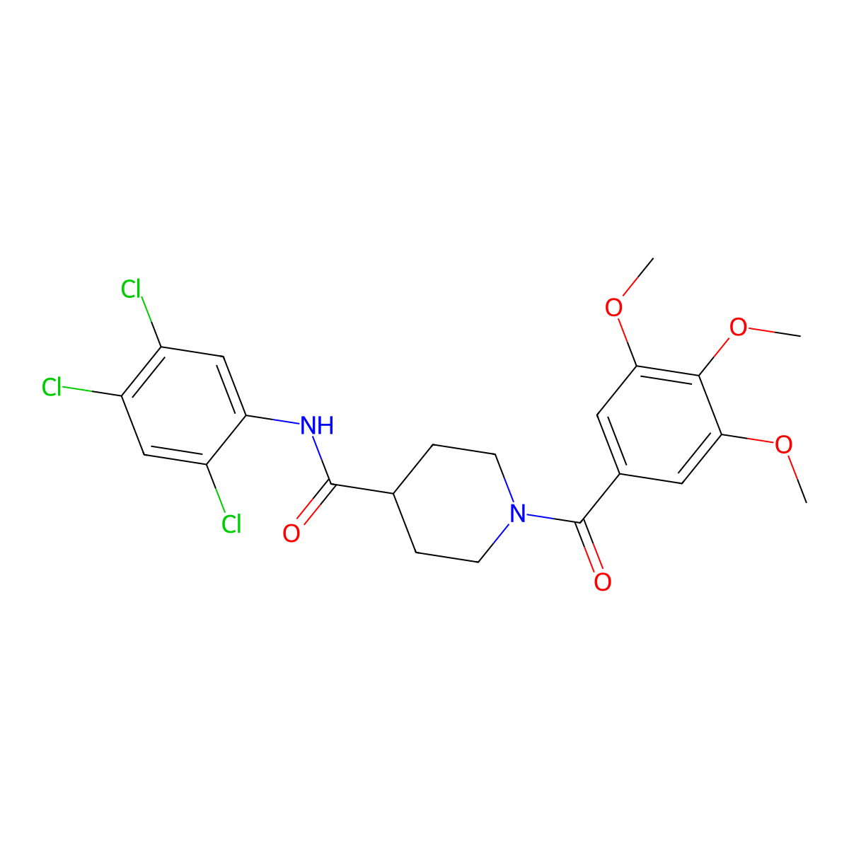 N-(2,4,5-trichlorophenyl)-1-(3,4,5-trimethoxybenzoyl)piperidine-4-carboxamide molecular structure, CAS 664352-94-7