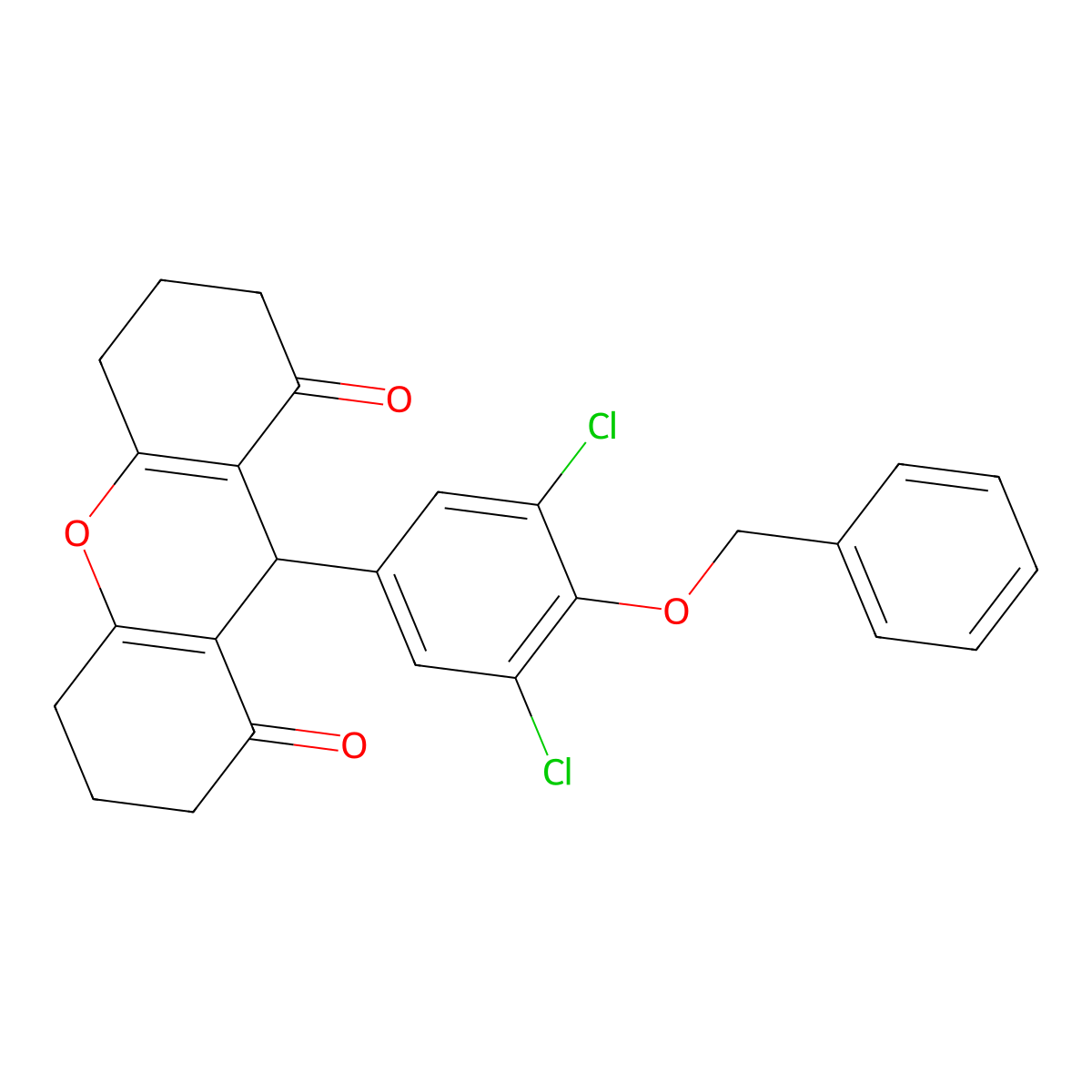9-[4-(benzyloxy)-3,5-dichlorophenyl]-3,4,5,6,7,9-hexahydro-1H-xanthene-1,8(2H)-dione molecular structure, CAS 664353-68-8