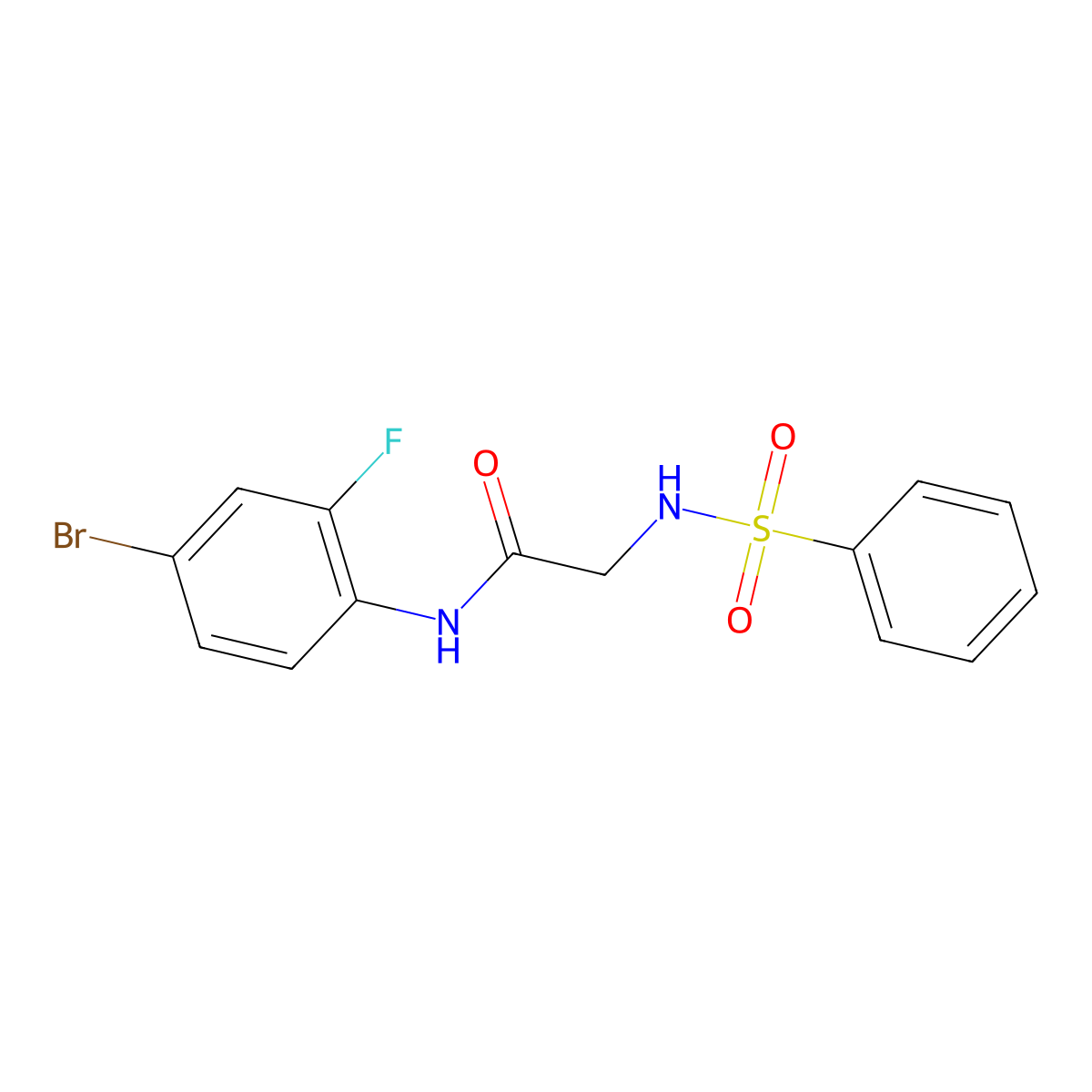 2-(benzenesulfonamido)-N-(4-bromo-2-fluorophenyl)acetamide molecular structure, CAS 664360-10-5