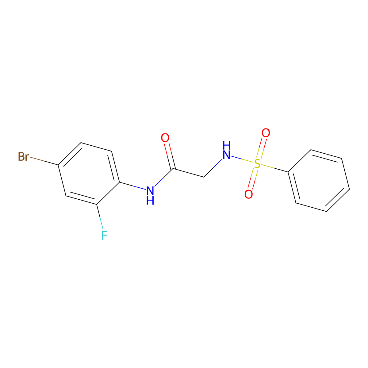2-(benzenesulfonamido)-N-(4-bromo-2-fluorophenyl)acetamide molecular structure, CAS 664360-10-5