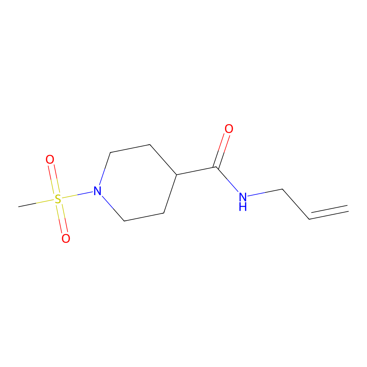 N-allyl-1-(methylsulfonyl)-4-piperidinecarboxamide molecular structure, CAS 664360-15-0