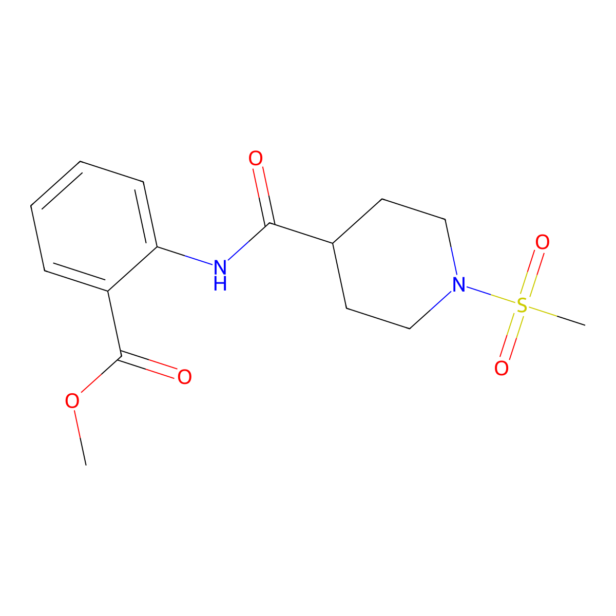 Methyl 2-({[1-(methylsulfonyl)-4-piperidinyl]carbonyl}amino)benzoate molecular structure, CAS 664360-24-1