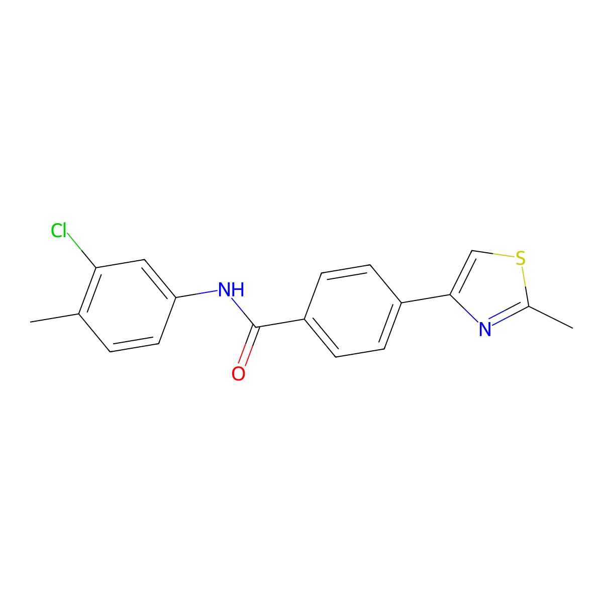 N-(3-chloro-4-methylphenyl)-4-(2-methyl-1,3-thiazol-4-yl)benzamide molecular structure, CAS 664360-26-3