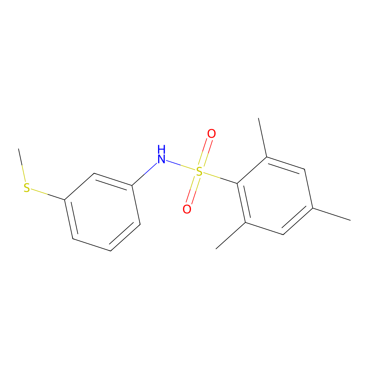 2,4,6-trimethyl-N-(3-methylsulfanylphenyl)benzenesulfonamide molecular structure, CAS 664360-35-4
