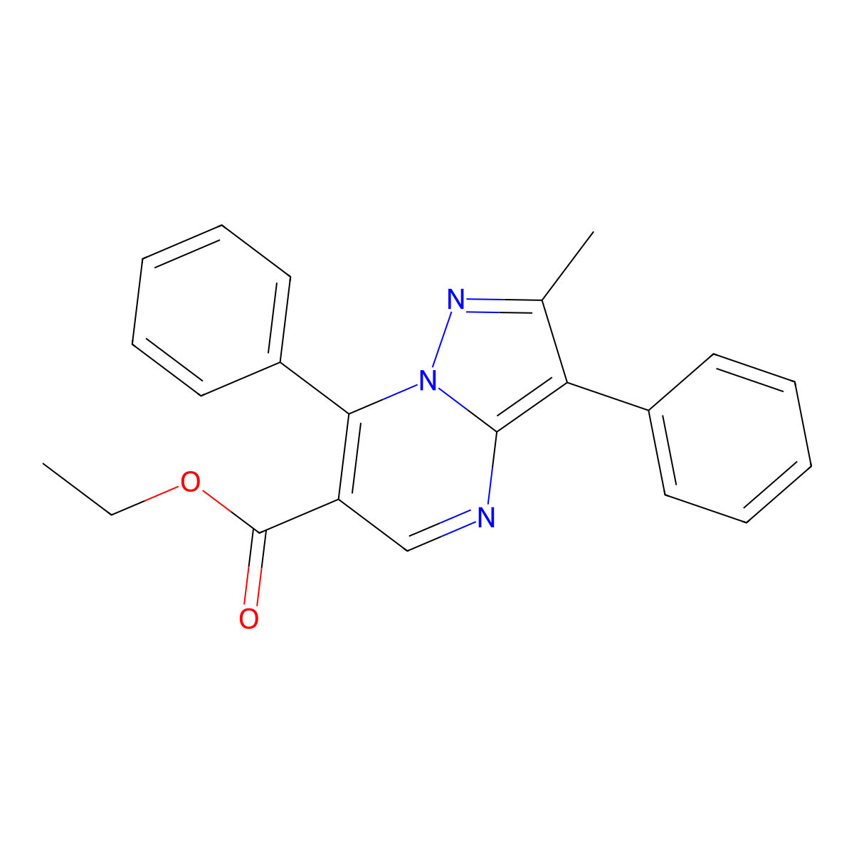 Ethyl 2-methyl-3,7-diphenylpyrazolo[1,5-a]pyrimidine-6-carboxylate molecular structure, CAS 664360-36-5