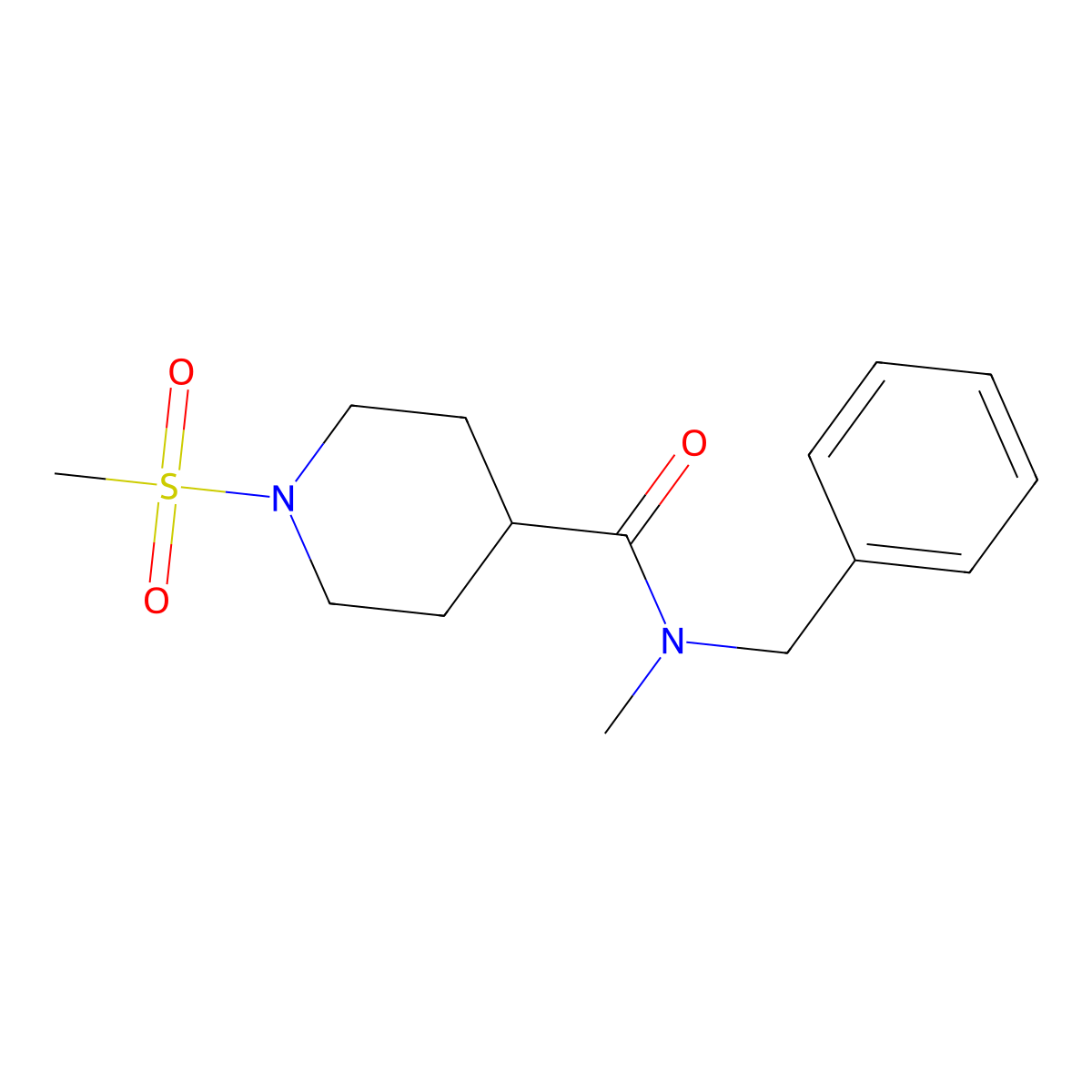 N-benzyl-N-methyl-1-(methylsulfonyl)-4-piperidinecarboxamide molecular structure, CAS 664360-47-8