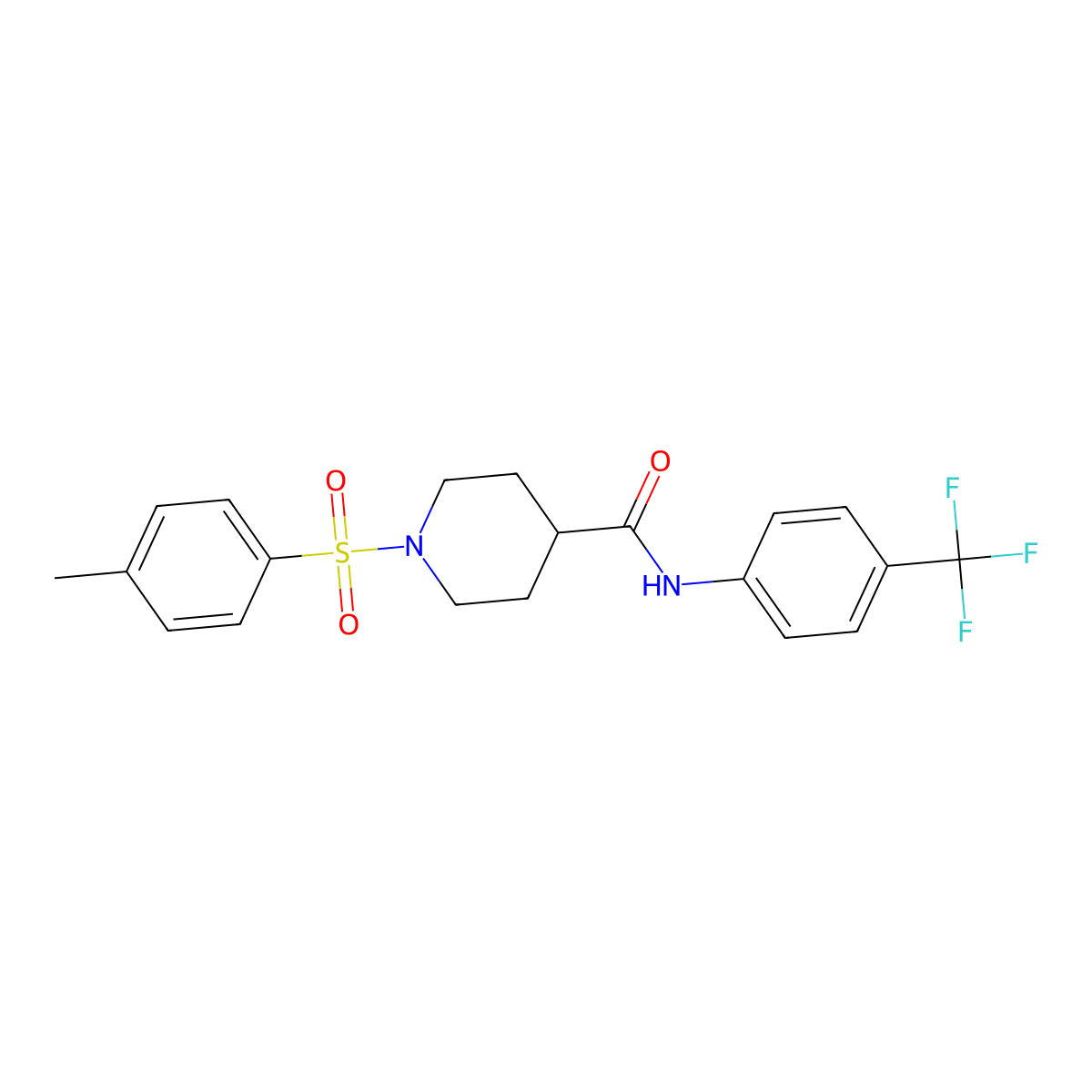 1-(4-methylphenyl)sulfonyl-N-[4-(trifluoromethyl)phenyl]piperidine-4-carboxamide molecular structure, CAS 664360-50-3