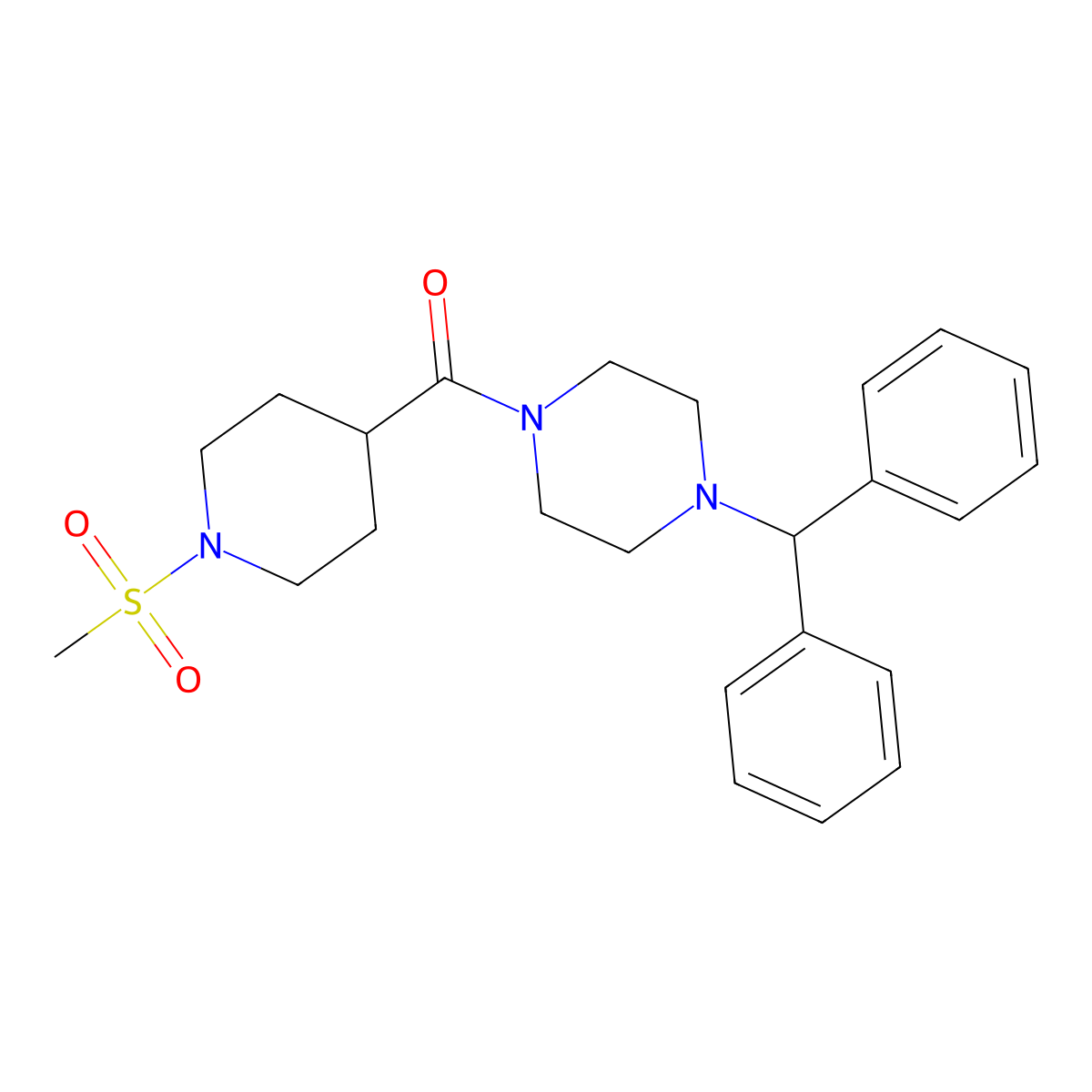 (4-Benzhydrylpiperazin-1-yl)-(1-methylsulfonylpiperidin-4-yl)methanone molecular structure, CAS 664360-64-9