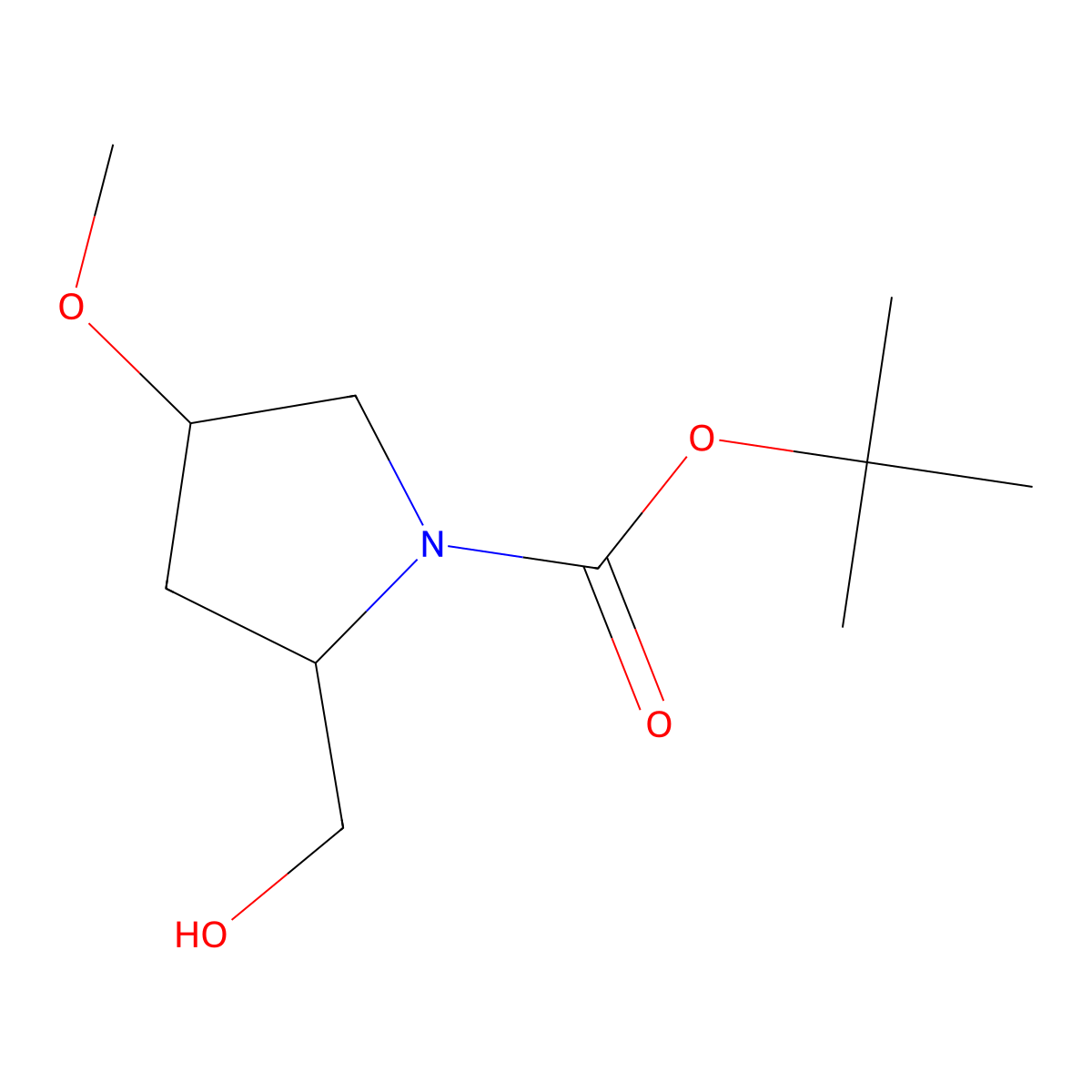 tert-butyl (2R,4R)-2-(hydroxymethyl)-4-methoxypyrrolidine-1-carboxylate molecular structure, CAS 664364-27-6