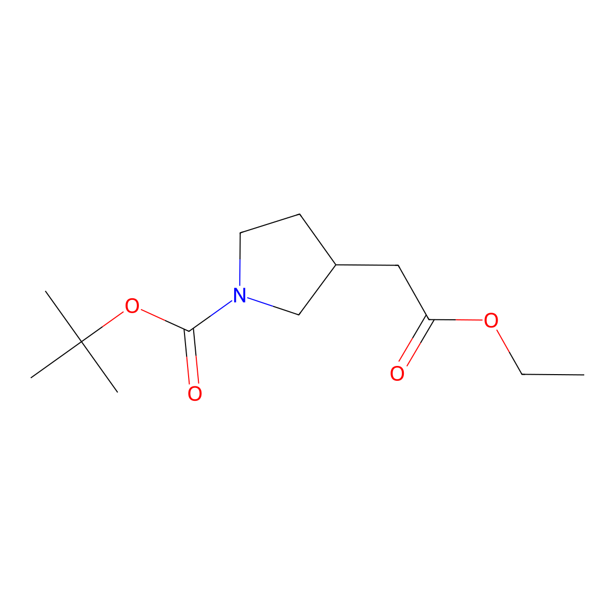 tert-Butyl 3-(2-ethoxy-2-oxoethyl)pyrrolidine-1-carboxylate molecular structure, CAS 664364-29-8