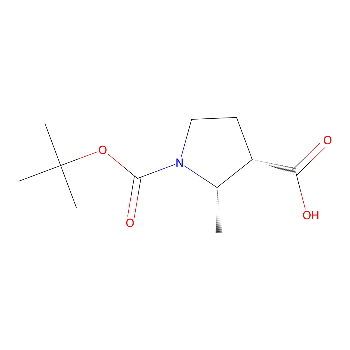 (2S,3S)-1-(tert-butoxycarbonyl)-2-methylpyrrolidine-3-carboxylic acid molecular structure, CAS 664364-34-5