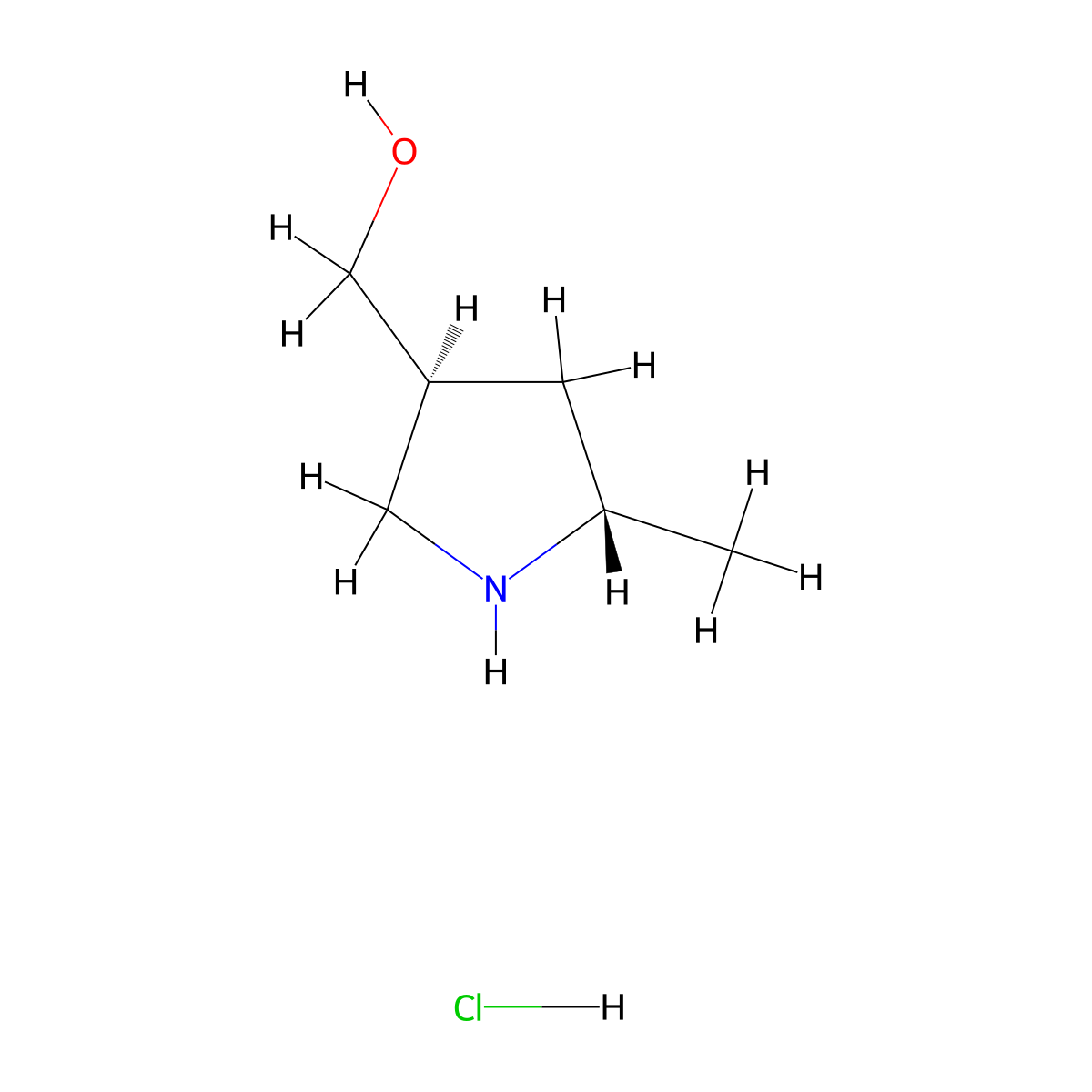 [trans-5-Methylpyrrolidin-3-yl]methanol;hydrochloride molecular structure, CAS 664364-42-5