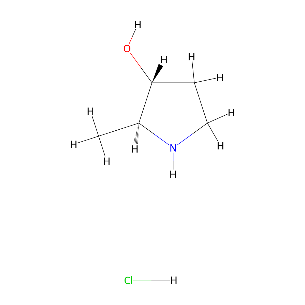 rac-(2R,3S)-2-methylpyrrolidin-3-ol hydrochloride molecular structure, CAS 664364-47-0