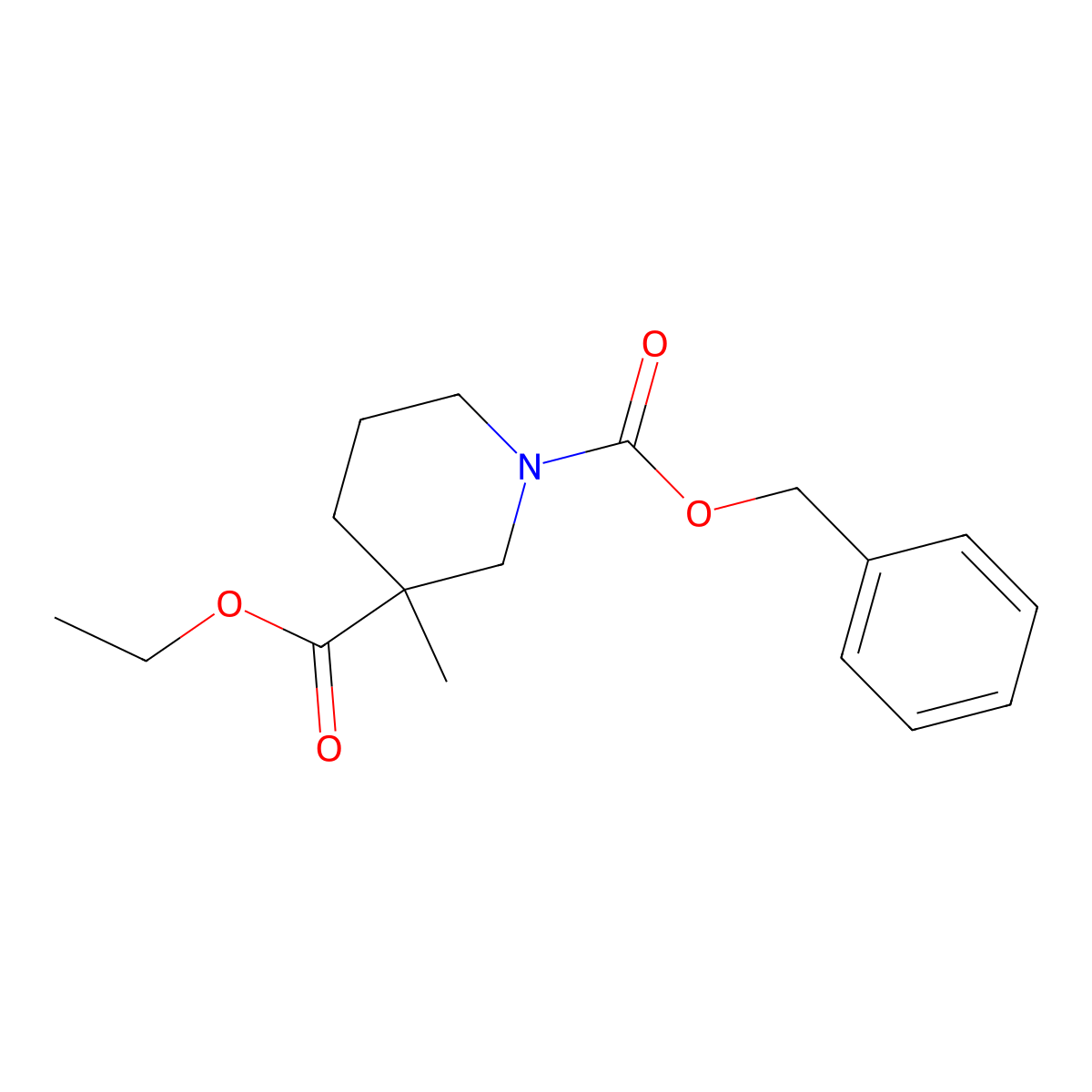 1-Benzyl 3-ethyl 3-methylpiperidine-1,3-dicarboxylate molecular structure, CAS 664364-60-7