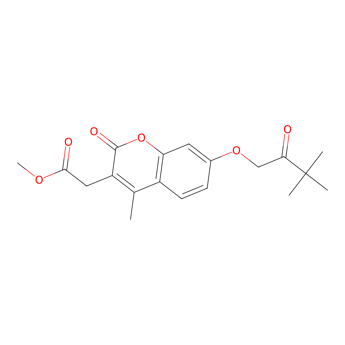 methyl [7-(3,3-dimethyl-2-oxobutoxy)-4-methyl-2-oxo-2H-chromen-3-yl]acetate molecular structure, CAS 664365-85-9