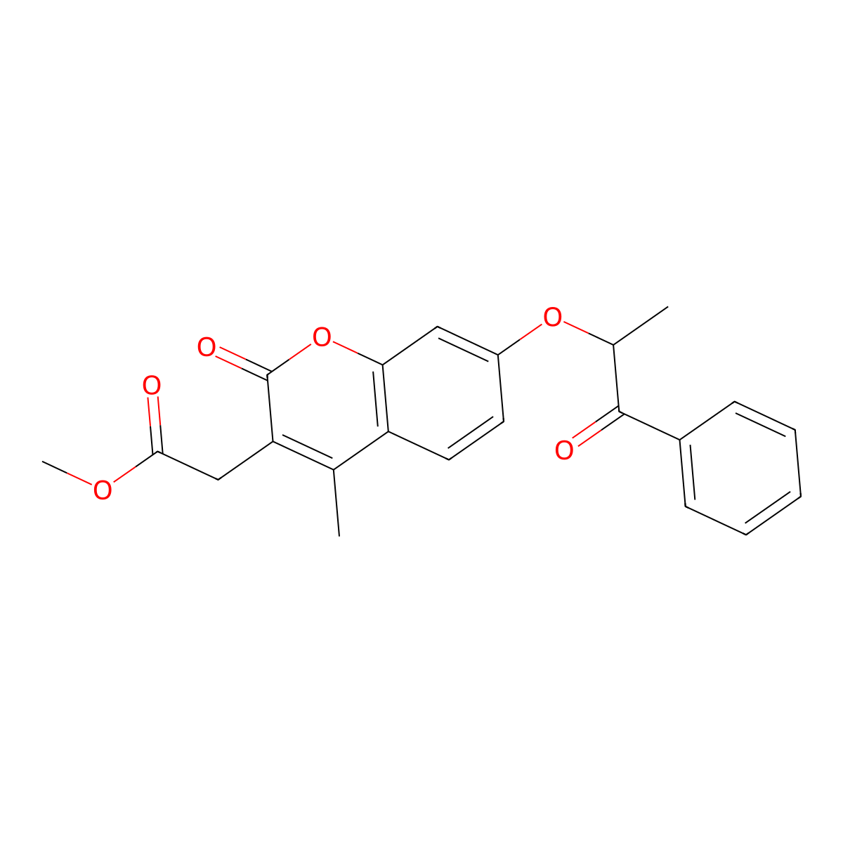 methyl {4-methyl-2-oxo-7-[(1-oxo-1-phenylpropan-2-yl)oxy]-2H-chromen-3-yl}acetate molecular structure, CAS 664365-89-3