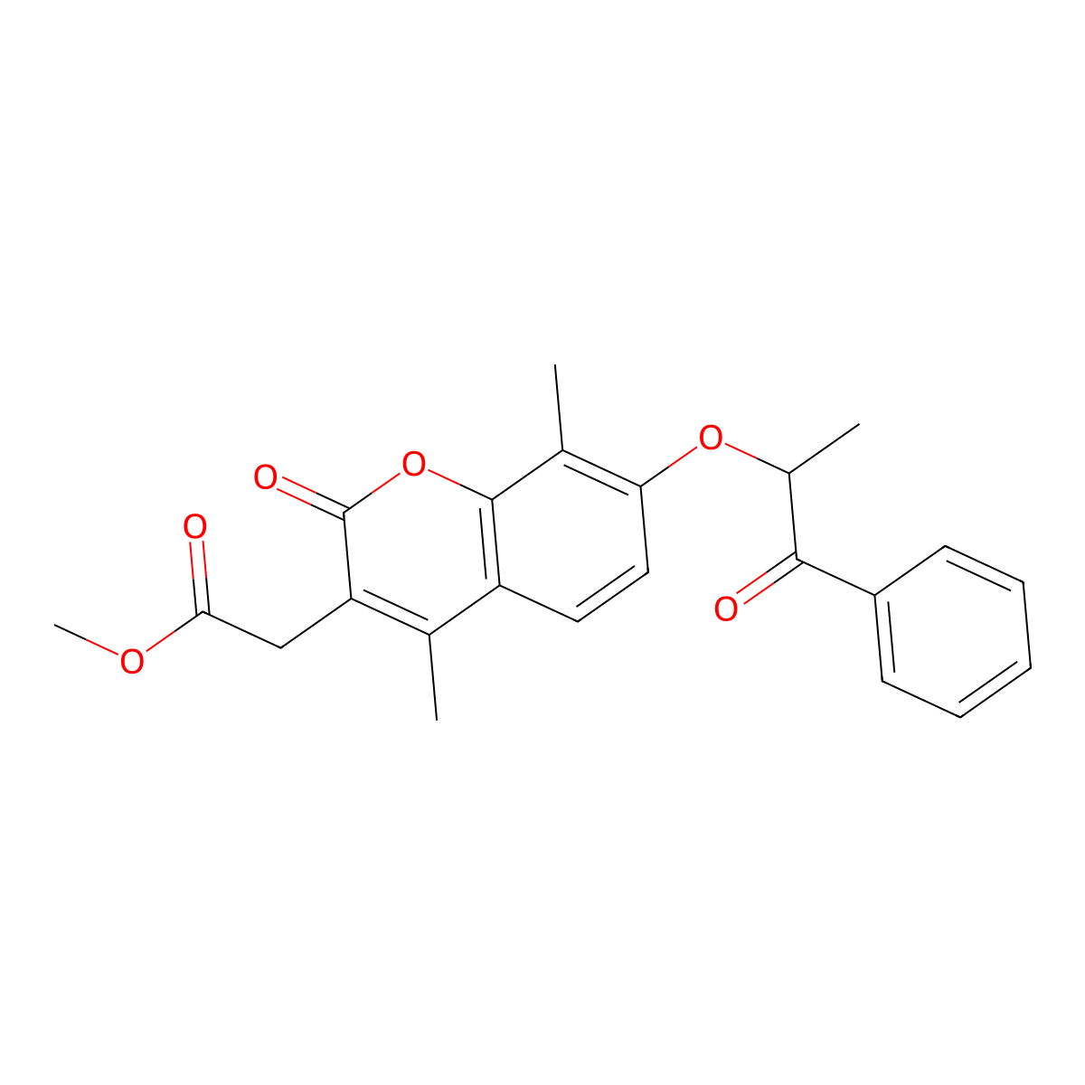 methyl {4,8-dimethyl-2-oxo-7-[(1-oxo-1-phenylpropan-2-yl)oxy]-2H-chromen-3-yl}acetate molecular structure, CAS 664365-90-6