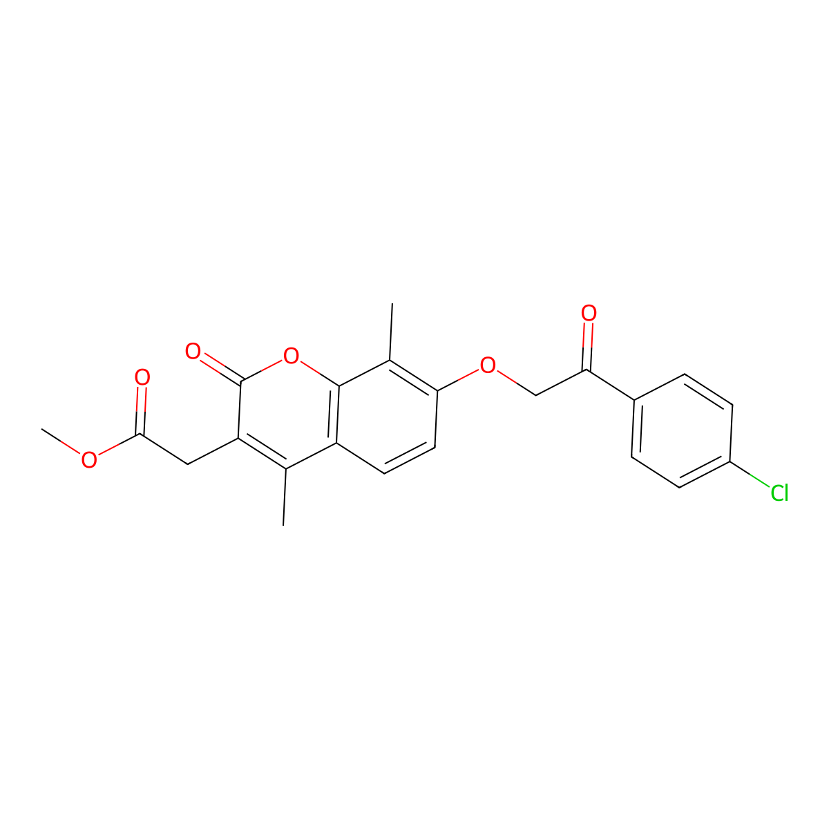 methyl {7-[2-(4-chlorophenyl)-2-oxoethoxy]-4,8-dimethyl-2-oxo-2H-chromen-3-yl}acetate molecular structure, CAS 664365-96-2