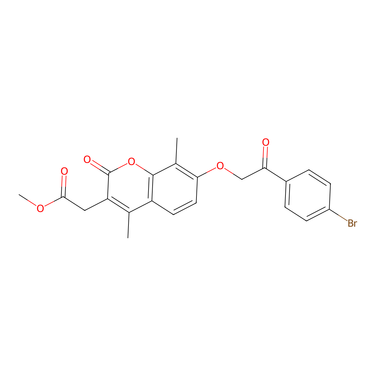 methyl {7-[2-(4-bromophenyl)-2-oxoethoxy]-4,8-dimethyl-2-oxo-2H-chromen-3-yl}acetate molecular structure, CAS 664365-98-4