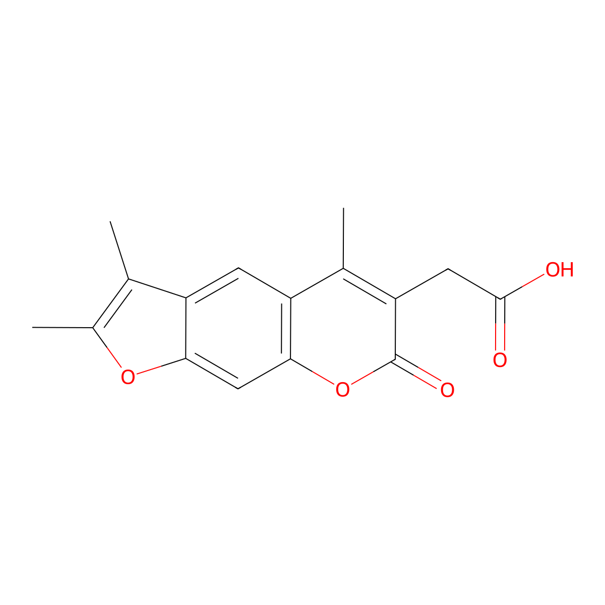 (2,3,5-trimethyl-7-oxo-7H-furo[3,2-g]chromen-6-yl)acetic acid molecular structure, CAS 664366-07-8