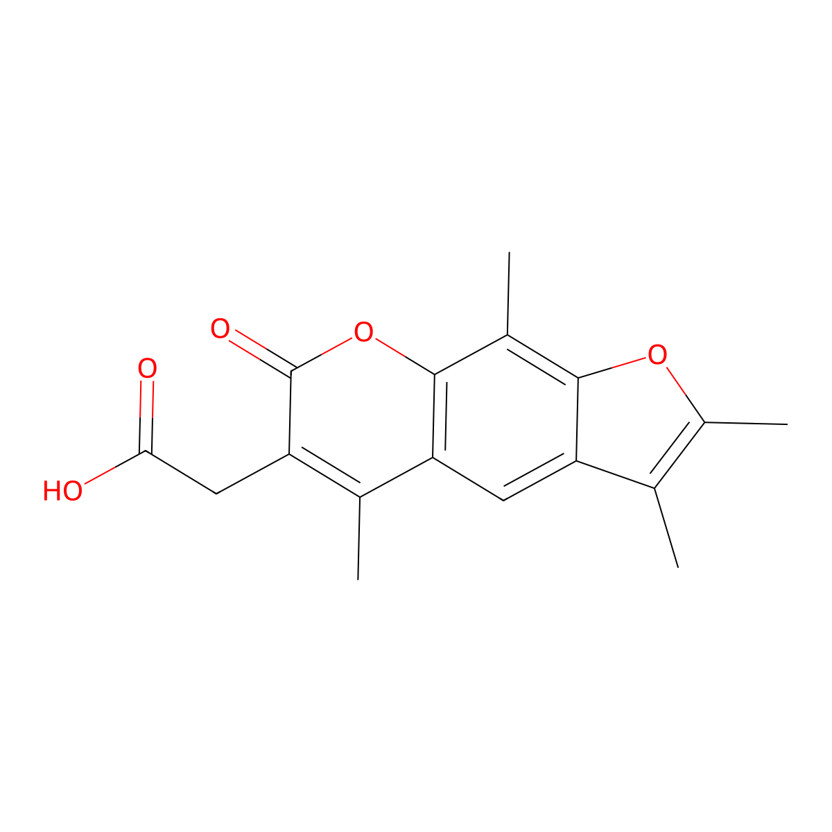 2,3,5,9-Tetramethyl-7-oxo-7H-furo[3,2-g][1]benzopyran-6-acetic acid molecular structure, CAS 664366-08-9