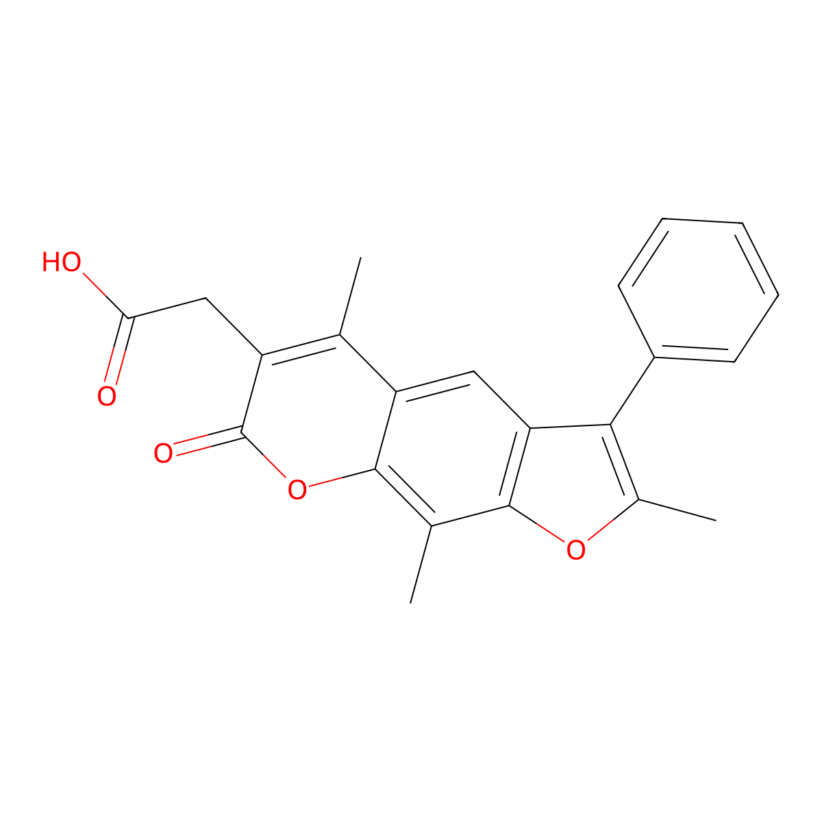 (2,5,9-trimethyl-7-oxo-3-phenyl-7H-furo[3,2-g]chromen-6-yl)acetic acid molecular structure, CAS 664366-10-3