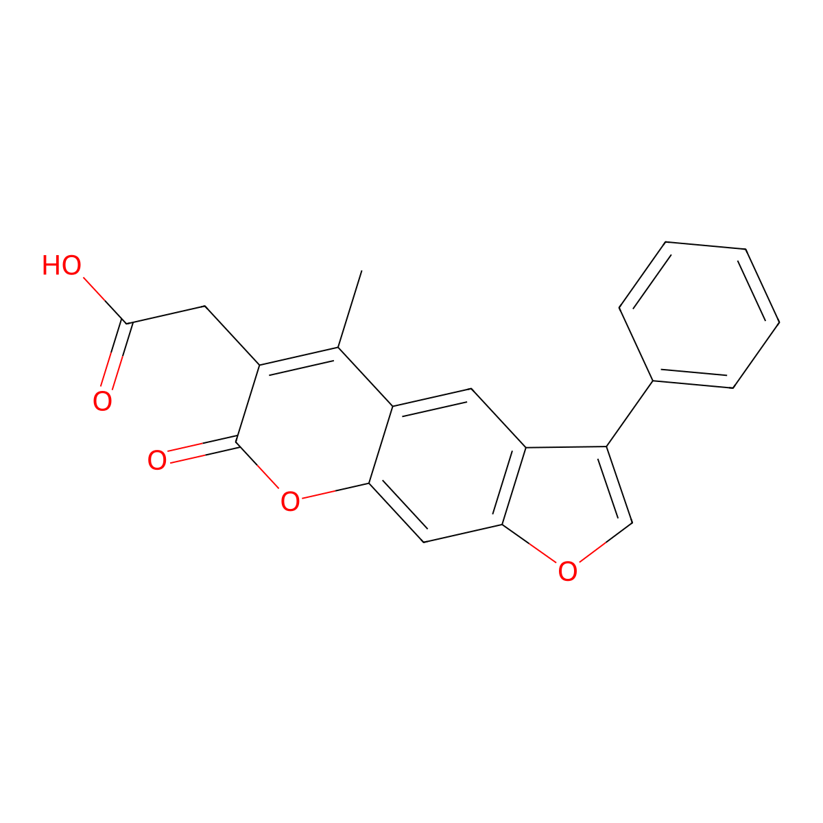 2-(5-methyl-7-oxo-3-phenyl-7H-furo[3,2-g]chromen-6-yl)acetic acid molecular structure, CAS 664366-11-4