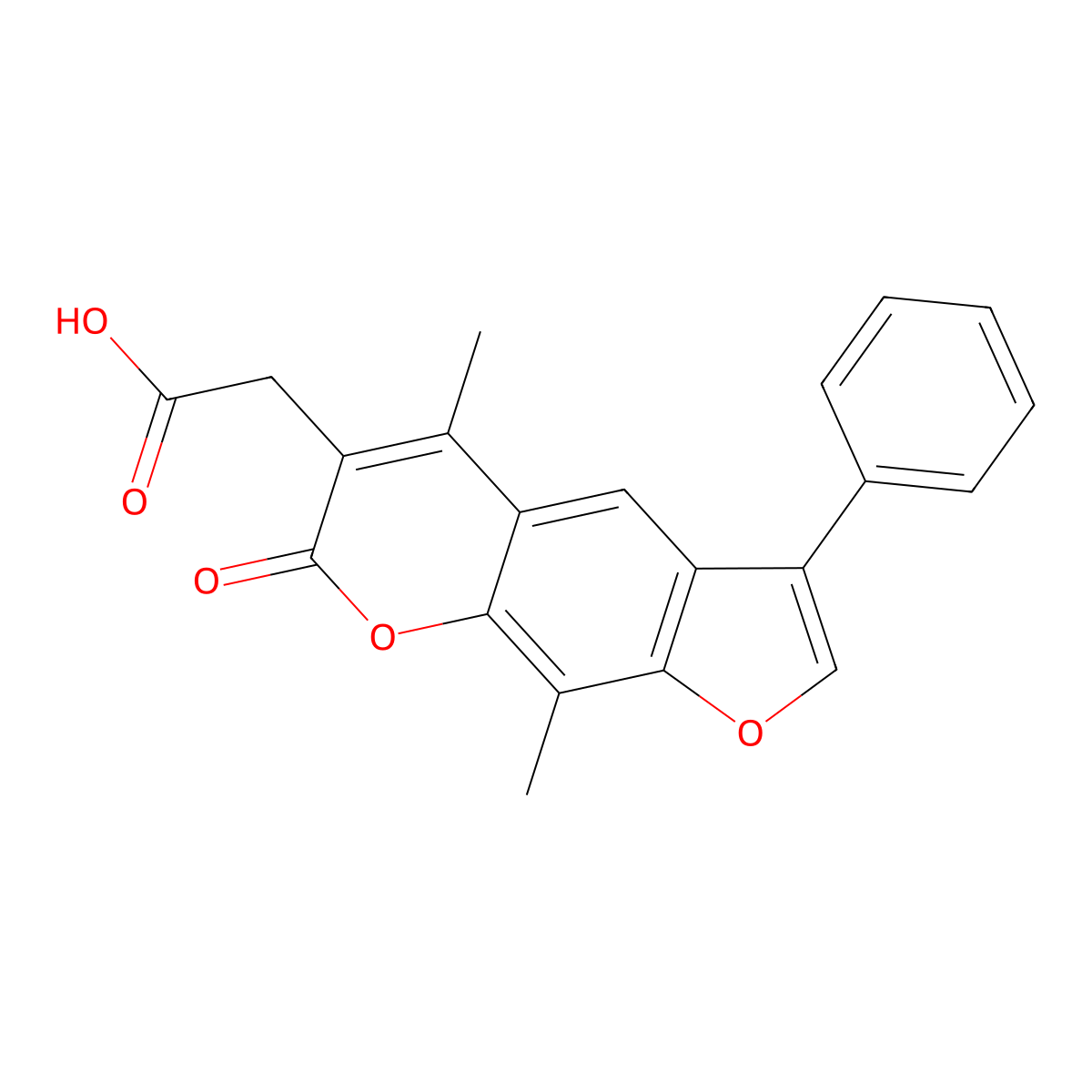 5,9-Dimethyl-7-oxo-3-phenyl-7H-furo(3,2-g)(1)benzopyran-6-acetic acid molecular structure, CAS 664366-12-5