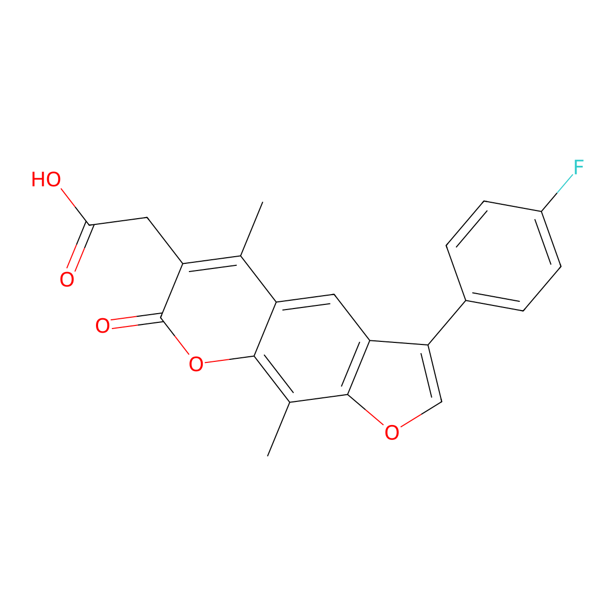 [3-(4-fluorophenyl)-5,9-dimethyl-7-oxo-7H-furo[3,2-g]chromen-6-yl]acetic acid molecular structure, CAS 664366-14-7