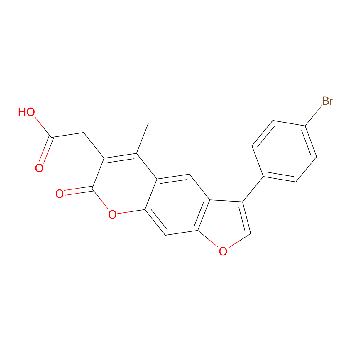 3-(4-Bromophenyl)-5-methyl-7-oxo-7H-furo[3,2-g][1]benzopyran-6-acetic acid molecular structure, CAS 664366-17-0