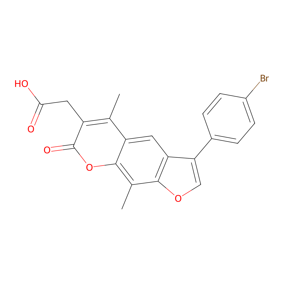 2-[3-(4-Bromophenyl)-5,9-dimethyl-7-oxofuro[3,2-g]chromen-6-yl]acetic acid molecular structure, CAS 664366-18-1