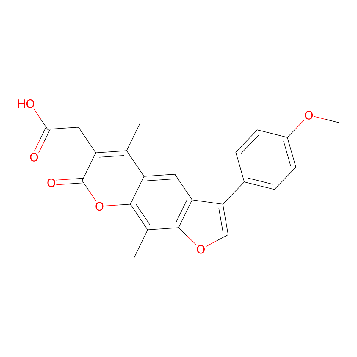 [3-(4-methoxyphenyl)-5,9-dimethyl-7-oxo-7H-furo[3,2-g]chromen-6-yl]acetic acid molecular structure, CAS 664366-20-5