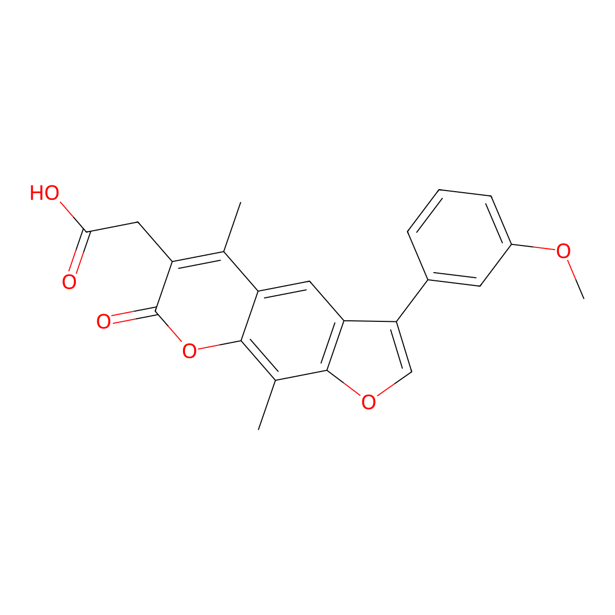 2-[3-(3-Methoxyphenyl)-5,9-dimethyl-7-oxofuro[3,2-g]chromen-6-yl]acetic acid molecular structure, CAS 664366-22-7