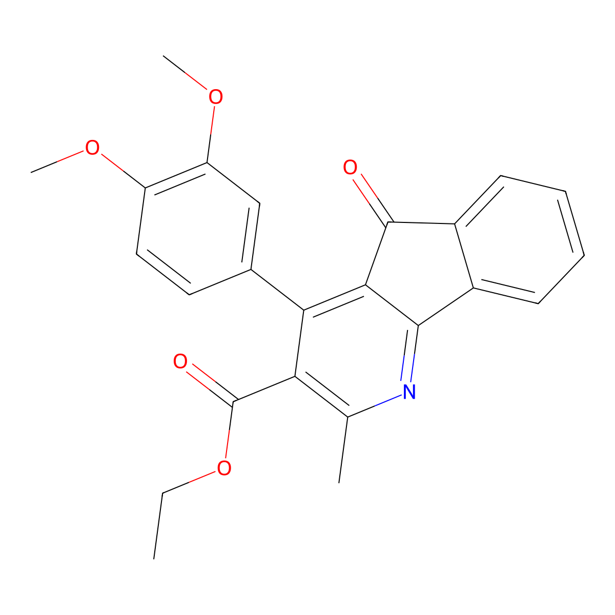 ethyl 4-(3,4-dimethoxyphenyl)-2-methyl-5-oxo-5H-indeno[1,2-b]pyridine-3-carboxylate molecular structure, CAS 664368-04-1